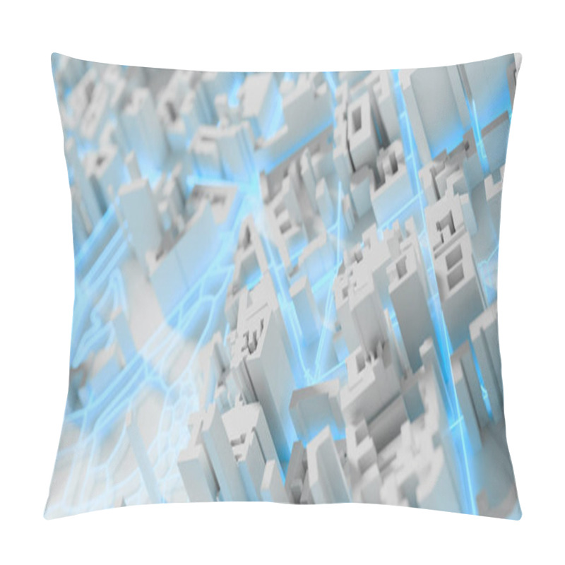 Personality  3d Urban And Futuristic City Buildings Model, Aerial View Pillow Covers