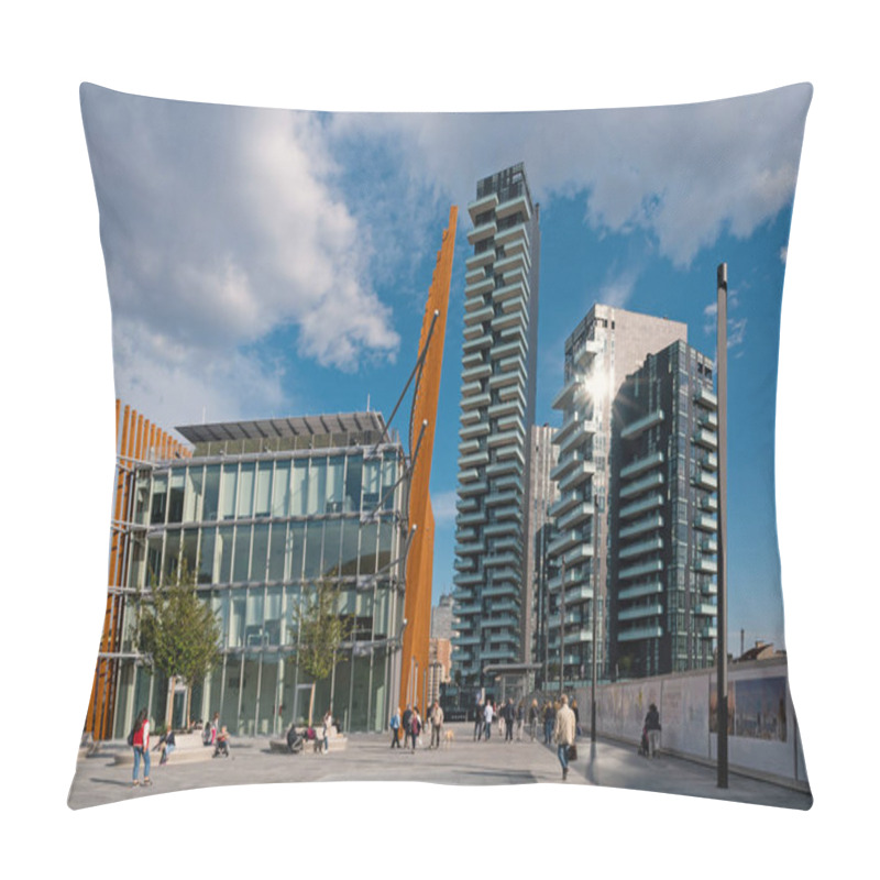 Personality  MILAN, ITALY - CIRCA SEPTEMBER, 2017: Gae Aulenti Square, The New Finalcial District At Porta Garibaldi Built For EXPO.  Pillow Covers