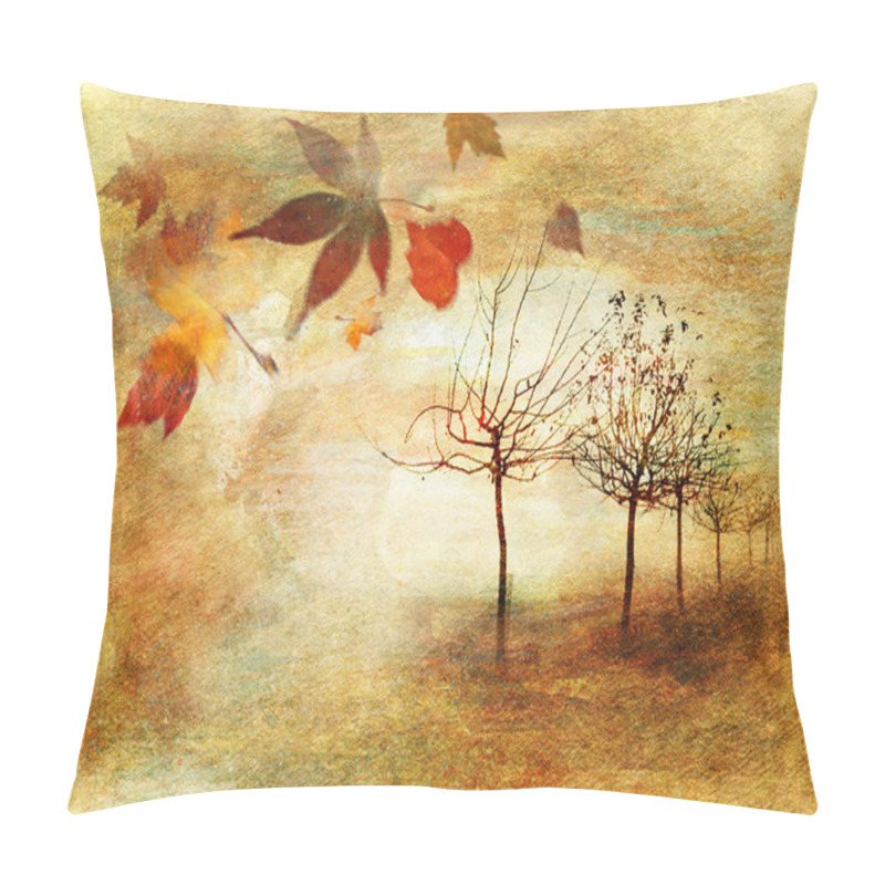 Personality  Autumn Alley - Artistic Picture In Painting Style Pillow Covers