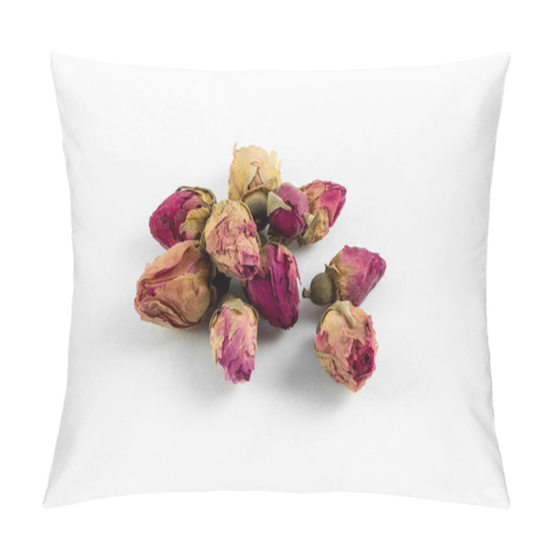 Personality  Red And Pink Rose Buds Tea On White Background Pillow Covers