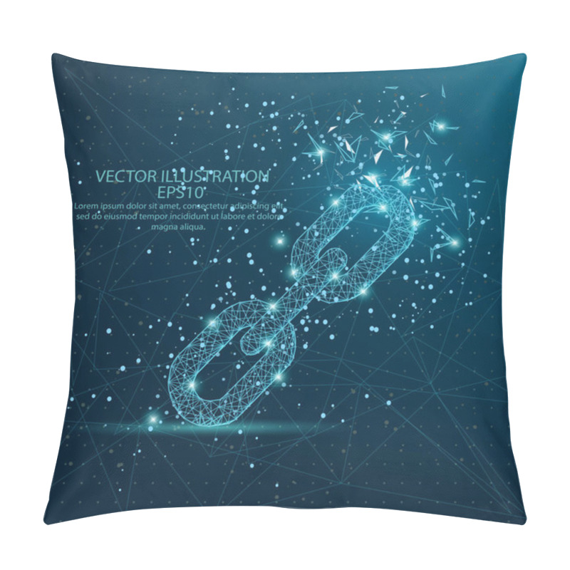 Personality  Chain Link Form Mesh Line And Composition Digitally Drawn Starry Sky Or Space In The Form Of Broken A Part Triangle Shape And Scattered Dots Low Poly Wire Frame On Blue Background. Pillow Covers