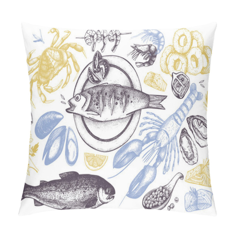 Personality  Seamless Seafood Background  Pillow Covers