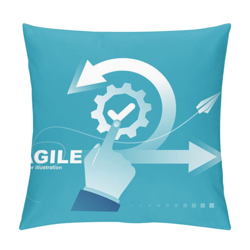 Personality  Agile Concept. Businessman Running To Success. Life Cycle, Processes Scheme. Vector Illustration Flat Design. Isolated On Background. Pillow Covers