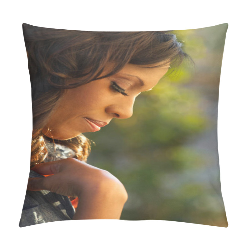 Personality  Closeup Of A Woman Praying. Pillow Covers