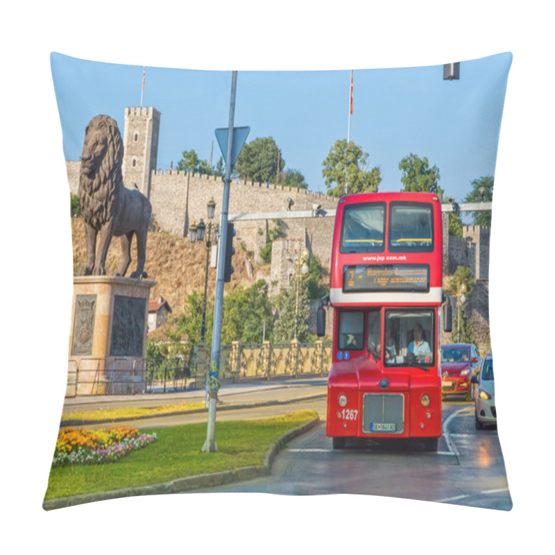 Personality  Skopje Double Decker Bus Pillow Covers