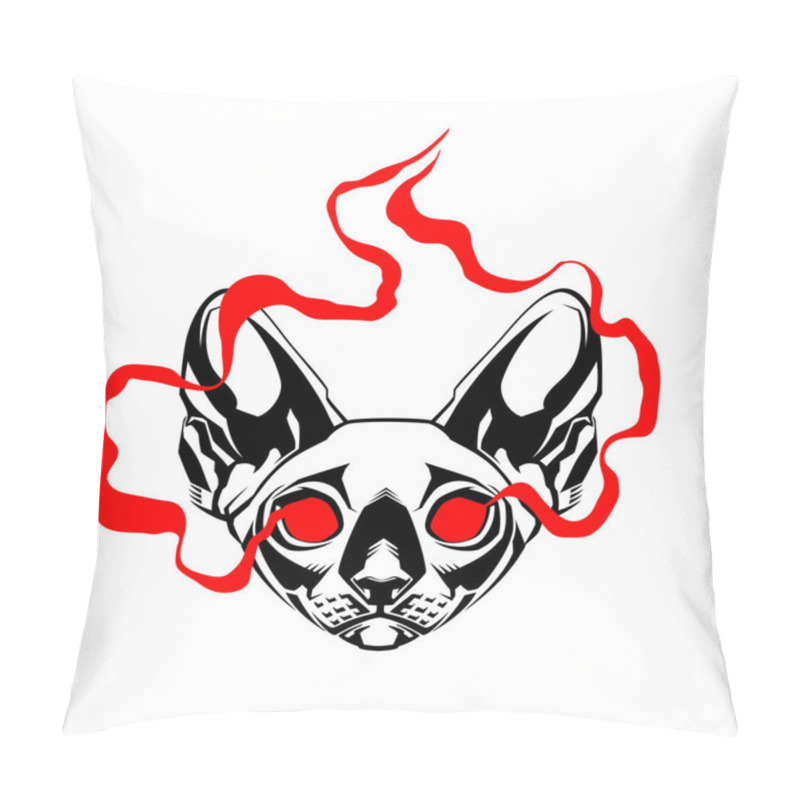 Personality  Occult Cat With Red Eyes. Occult Cat's Head. Occultism. Esoteric Sign Alchemy. Occult Cat's Head On White Background Isolated.  Pillow Covers