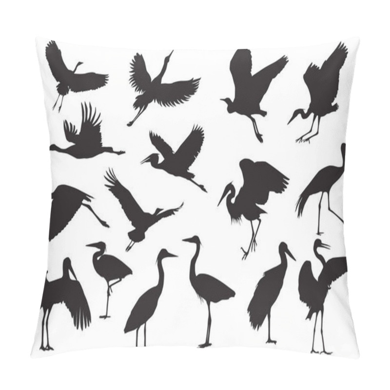 Personality  Vector Silhouettes Of Herons Bird Silhouette Pillow Covers