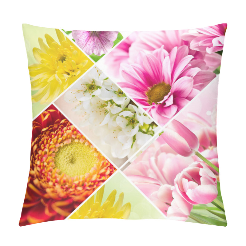 Personality  Collage Of Blooming Flowers Pillow Covers