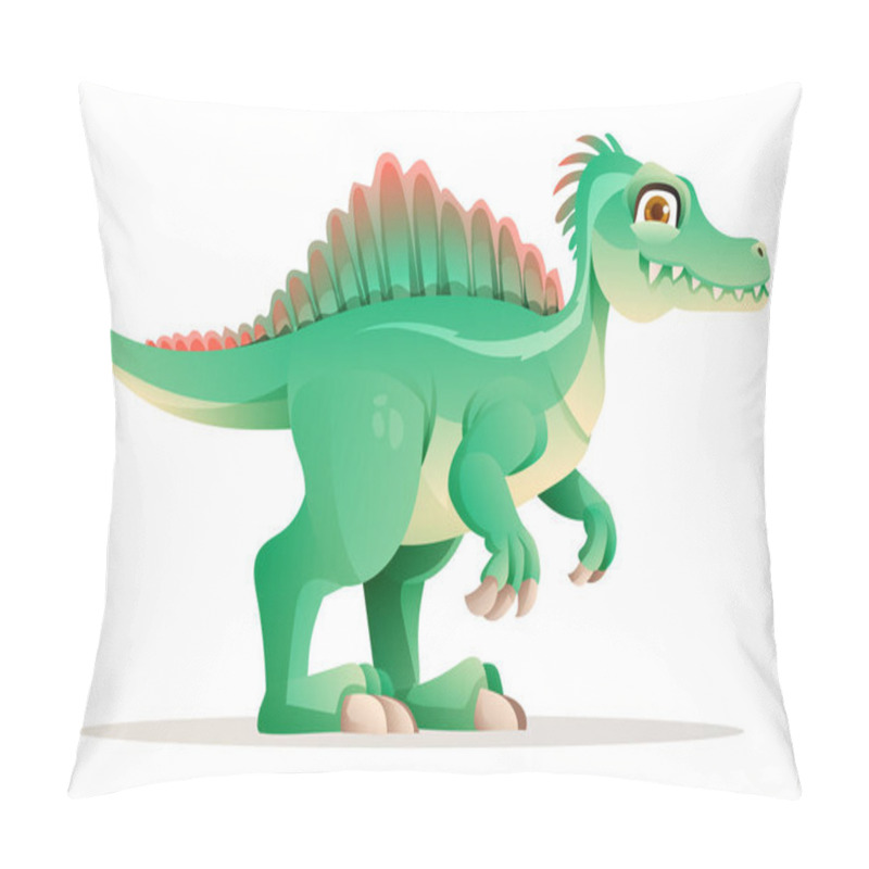 Personality  Cute Spinosaurus Dinosaur Vector Illustration Isolated On White Background Pillow Covers