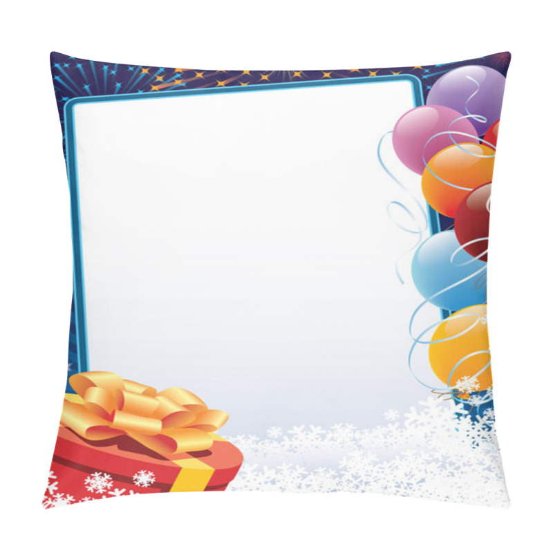 Personality  Carnival Winter Decoration With Copy Space, Balloons And Present Pillow Covers