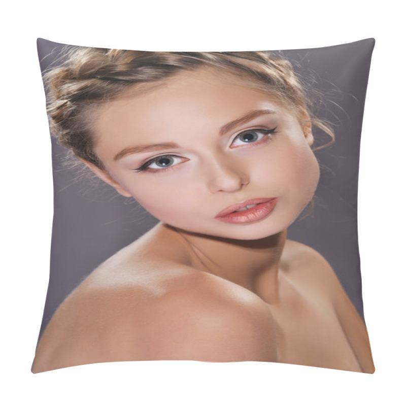 Personality  Woman Fashion Portrait With Greek Braids Pillow Covers