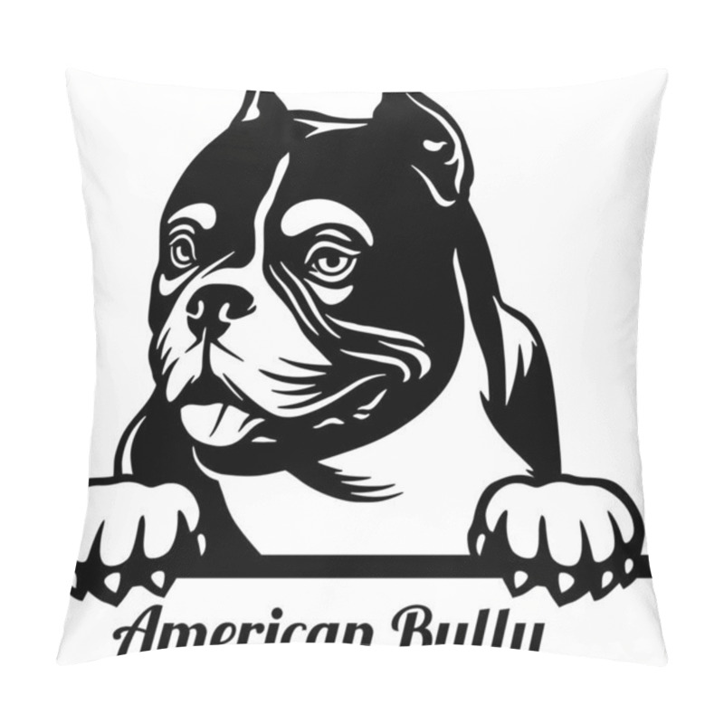 Personality  American Bully Peeking Dog - Head Isolated On White Pillow Covers