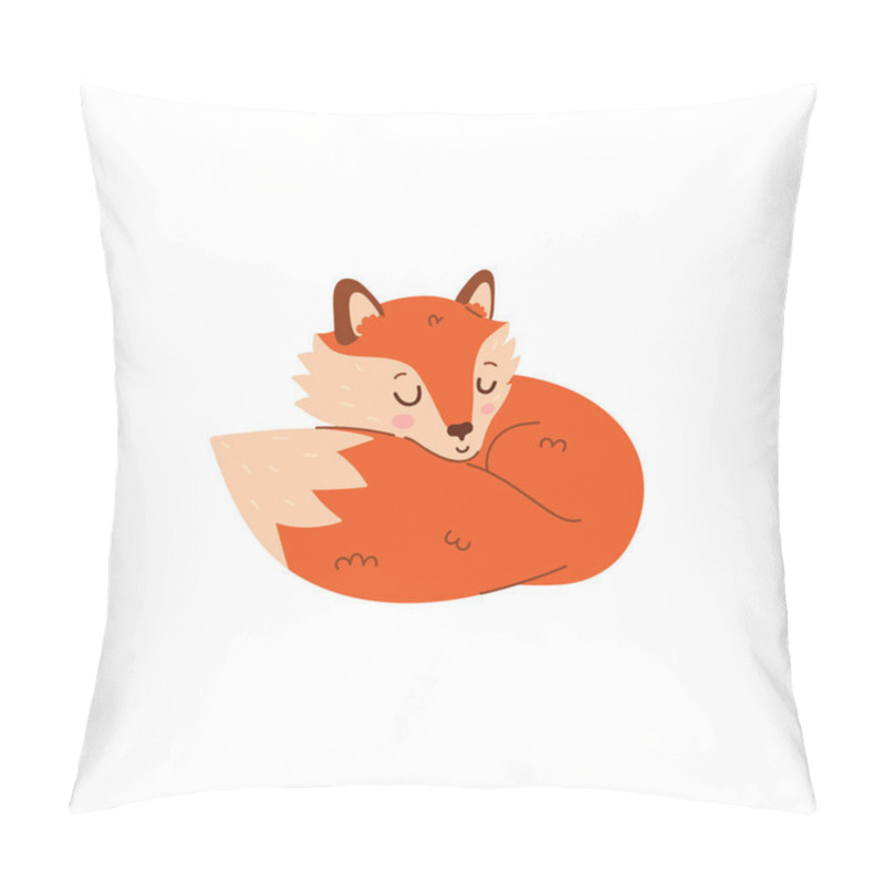 Personality  Cute Cartoon Fox Sleeping Isolate On White Background. Vector Image. Pillow Covers