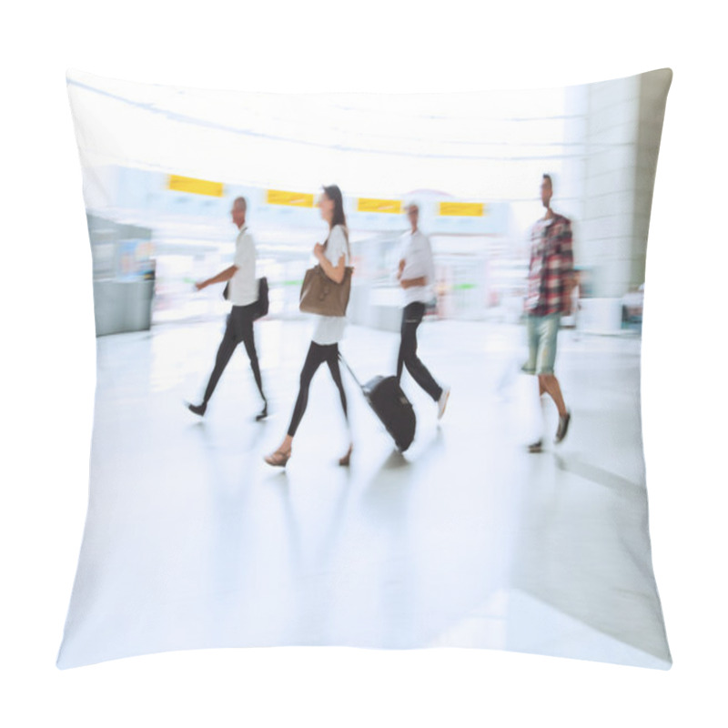 Personality  People In Motion Blur Walking At The Airport Pillow Covers