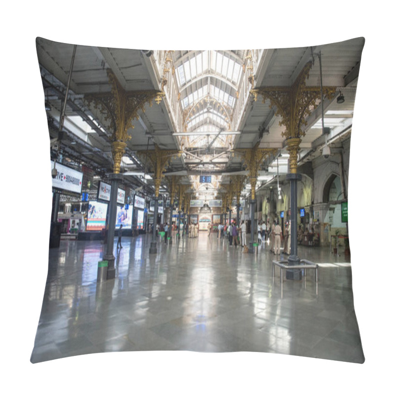 Personality  MUMBAI/INDIA -MARCH 22, 2020: General View Of A Deserted Chhatrapati Shivaji Maharaj Terminus During The Government-imposed Nationwide Lockdown As A Preventive Measure Against The COVID-19 Coronavirus Pillow Covers