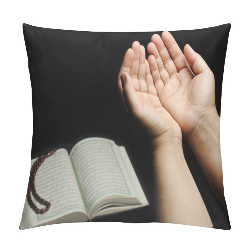 Personality  Hands Up, Islamic Praying, Koran Beside Pillow Covers