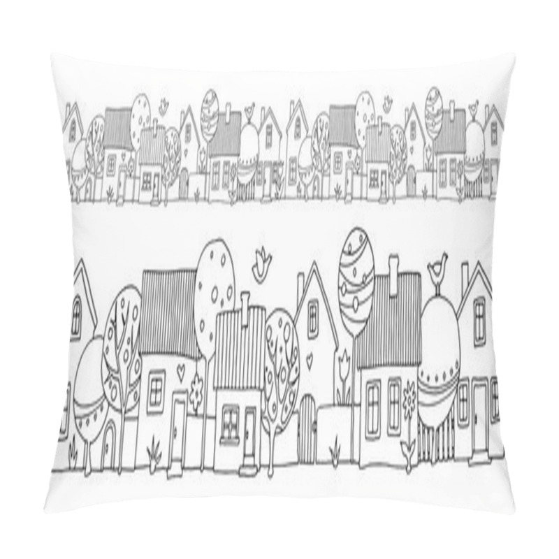 Personality  Hand Drawing Houses Pillow Covers