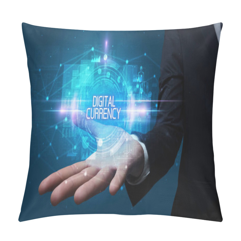 Personality  Man Hand Holding Digital Technology Concept Pillow Covers