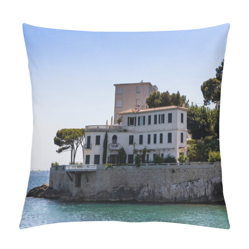 Personality  Traditional Houses And Green Trees On Rocky Sea Coast In Provence, France Pillow Covers