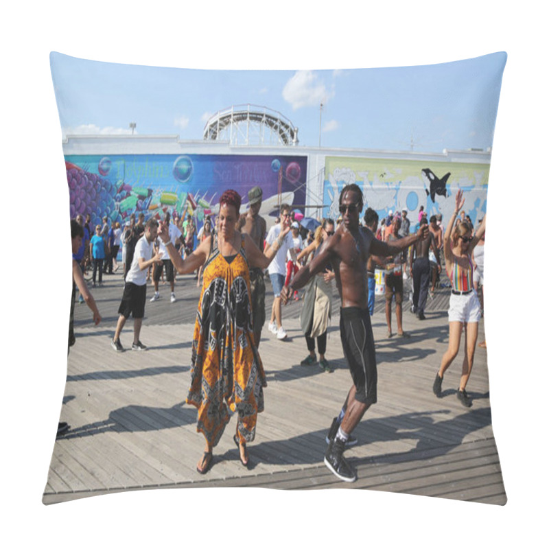 Personality   People Dance On The Coney Island Boardwalk In Brooklyn Pillow Covers