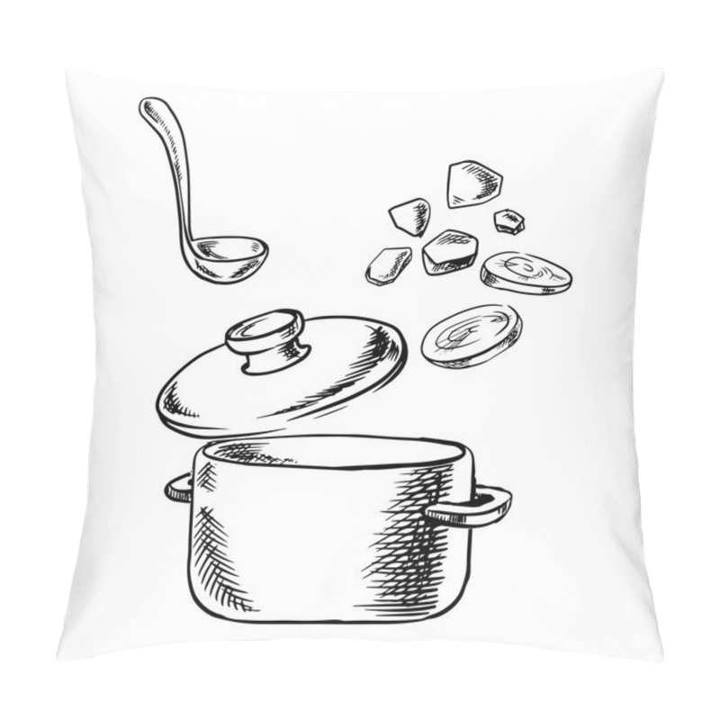 Personality  Cooking Process Of Soup With Vegetables Pillow Covers