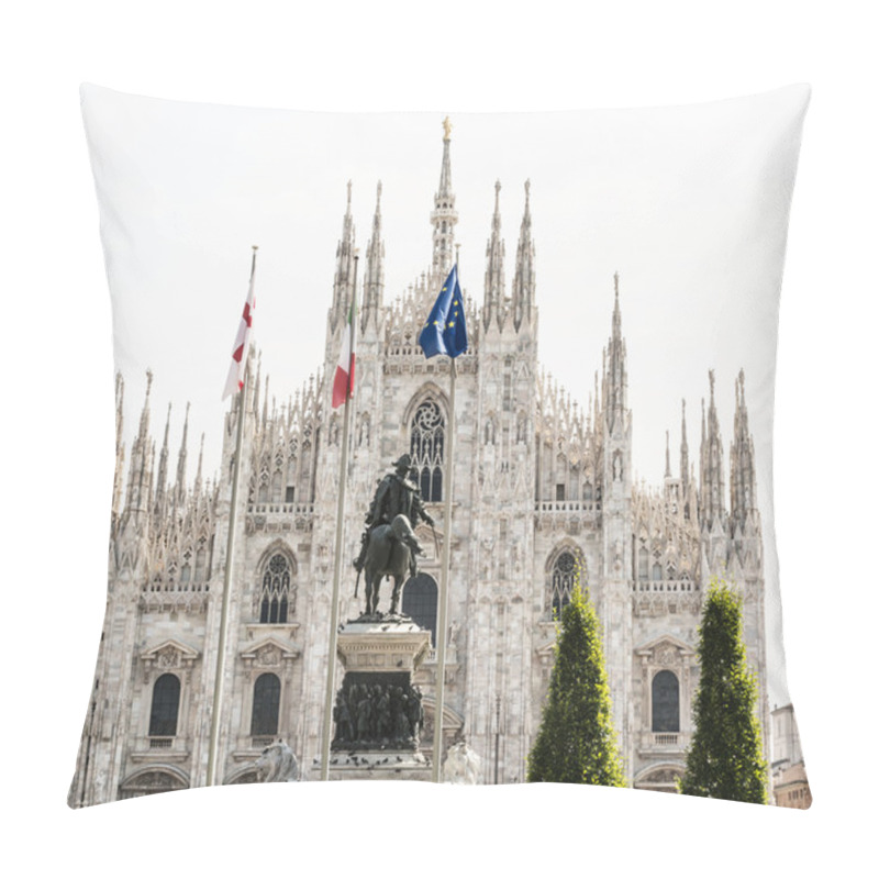 Personality  Milan Cathedral (Duomo Di Milano) With Statue Of Vittorio Emanue Pillow Covers