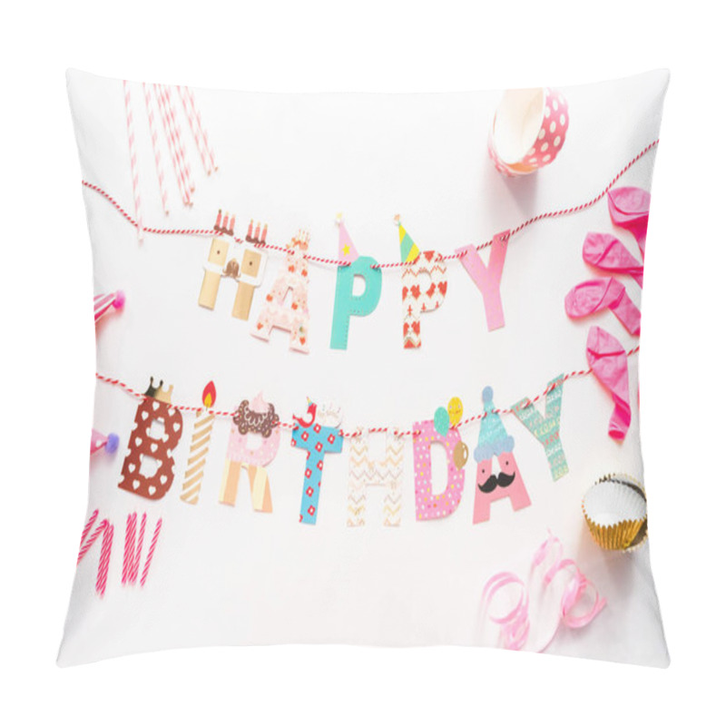 Personality  Kids Birthday Party Supplies On A White Background. Pillow Covers