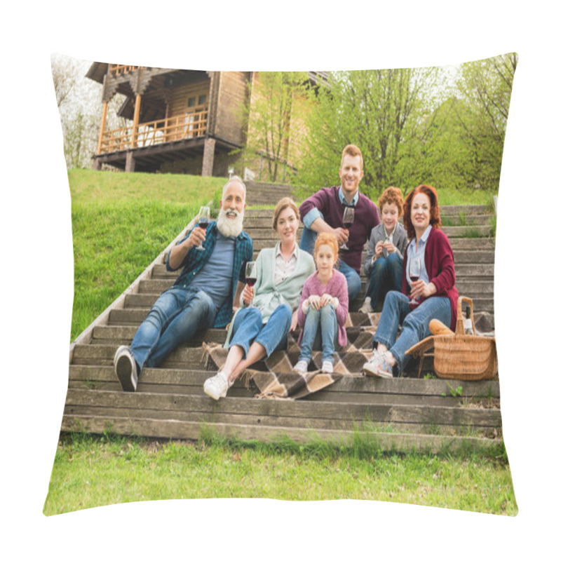 Personality  Family Having Picnic In Village Pillow Covers