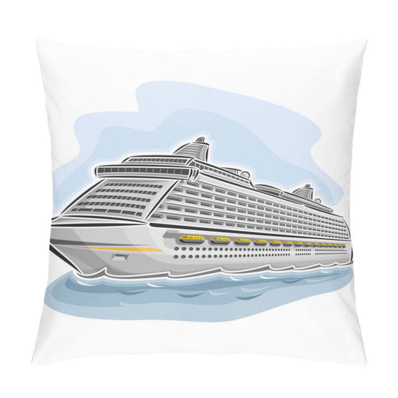 Personality  Vector Illustration Of Logo For Cruise Liner Ship Pillow Covers