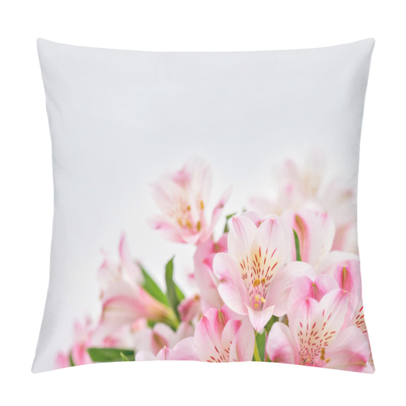 Personality  Pink Flowers On White Background  Pillow Covers