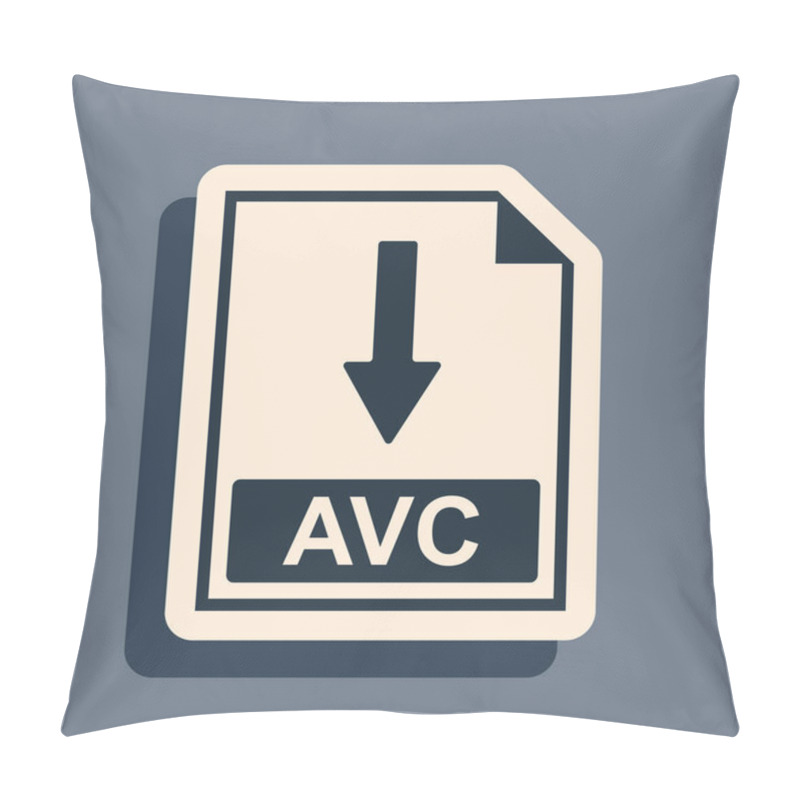 Personality  Black AVC File Document Icon. Download AVC Button Icon Isolated On Grey Background. Long Shadow Style. Vector Illustration Pillow Covers