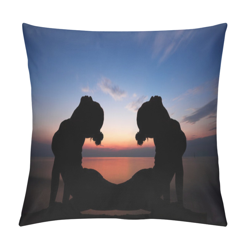 Personality  Women Doing Yoga At Sunset Pillow Covers