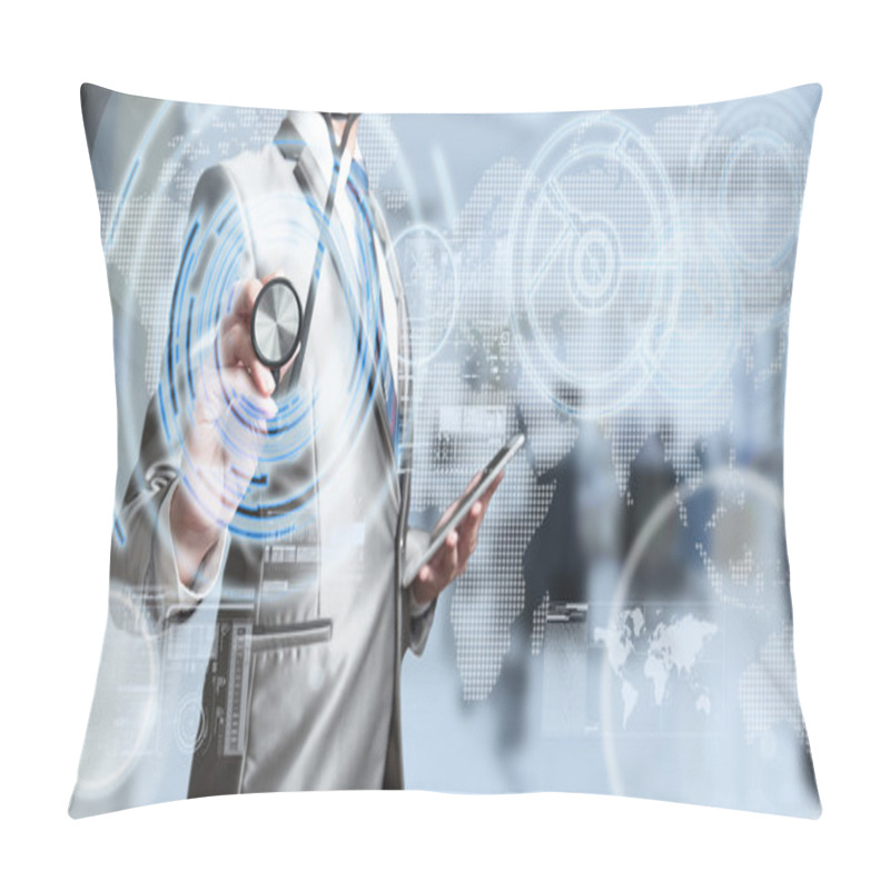 Personality  Business Man With Stethoscope, Business Analysis Concept Pillow Covers