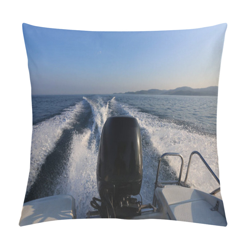 Personality  Motor Boat Of Speed Boat And Morning Sea View. Pillow Covers