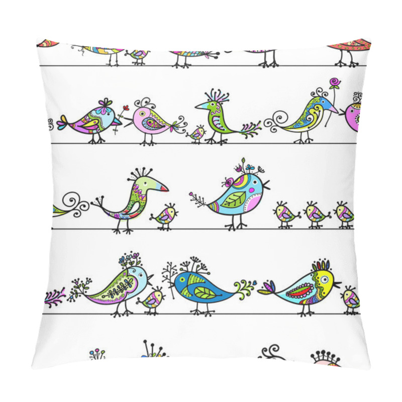 Personality  Funny Birds, Seamless Pattern For Your Design Pillow Covers