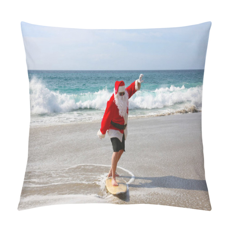 Personality  Surfing Santa Claus. Christmas. Christmas Vacation. Surfing Santa. Surf Board. Hang Ten. Santa Claus Rides The Waves While On Vacation. Santa Surfs Before Christmas Eve. Santa Claus And Surf Board. Santa Claus Surfs On His Surf Board. Surfs Up. Pillow Covers