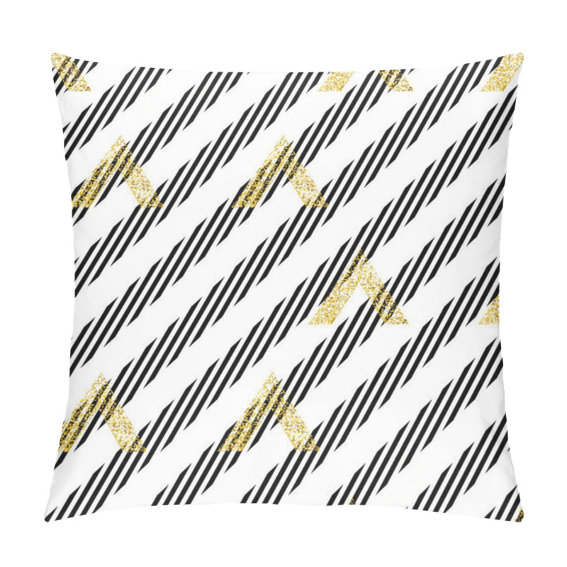 Personality  Gold Geometric Triangles With Diagonal Lines   Pillow Covers