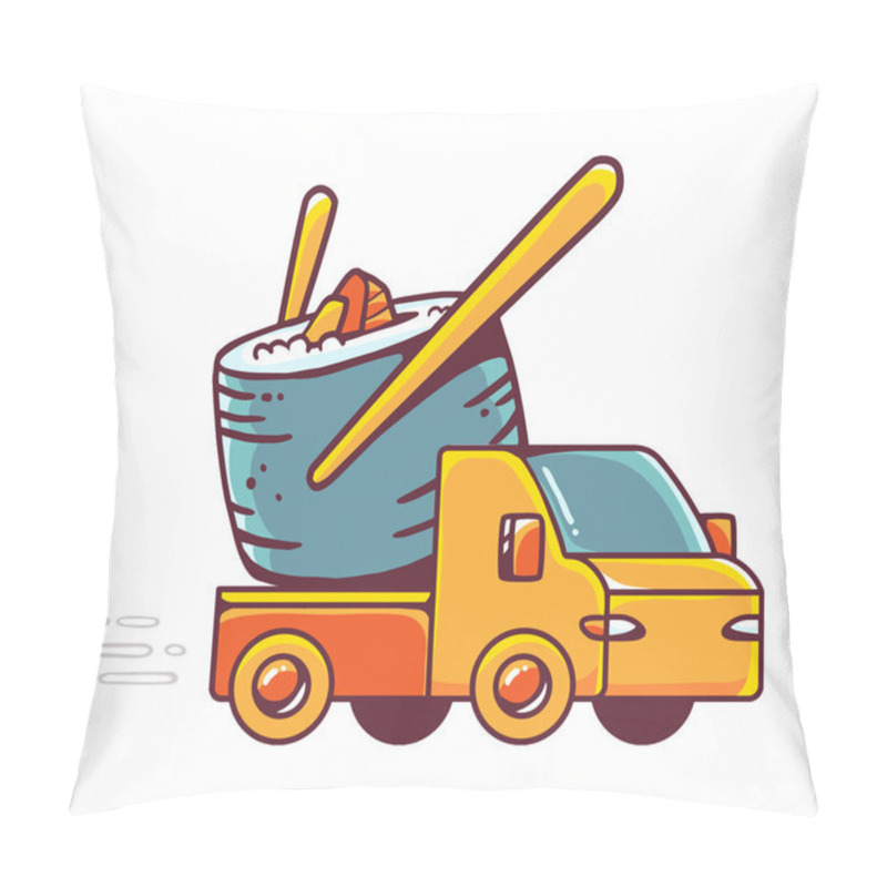 Personality  Vector Illustration Of Toy Car And Sushi Pillow Covers