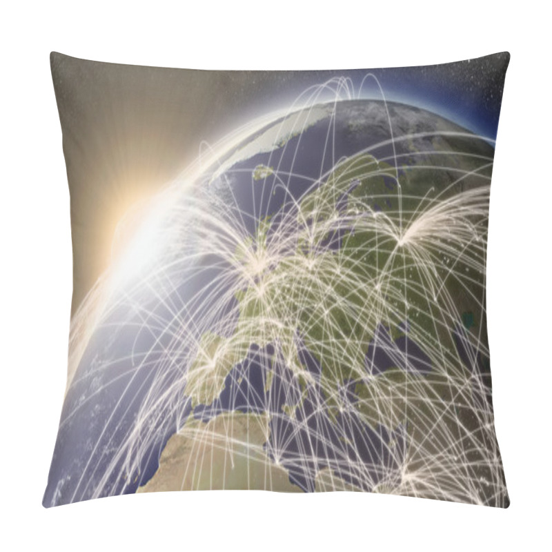 Personality  Network Over Europe Pillow Covers