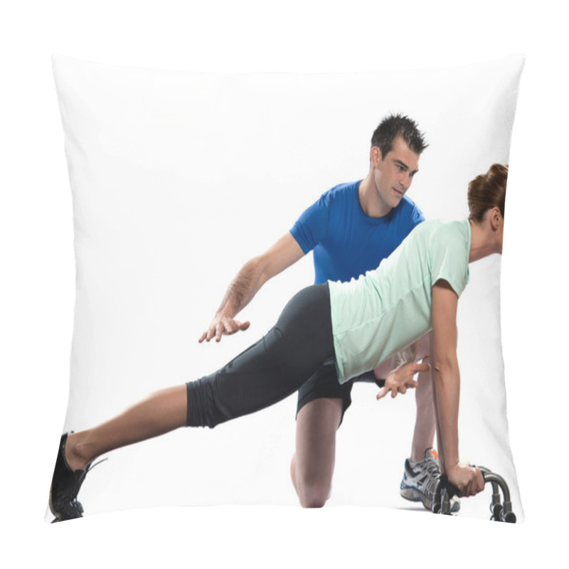 Personality  Man Aerobic Trainer Positioning Woman Workout Pillow Covers