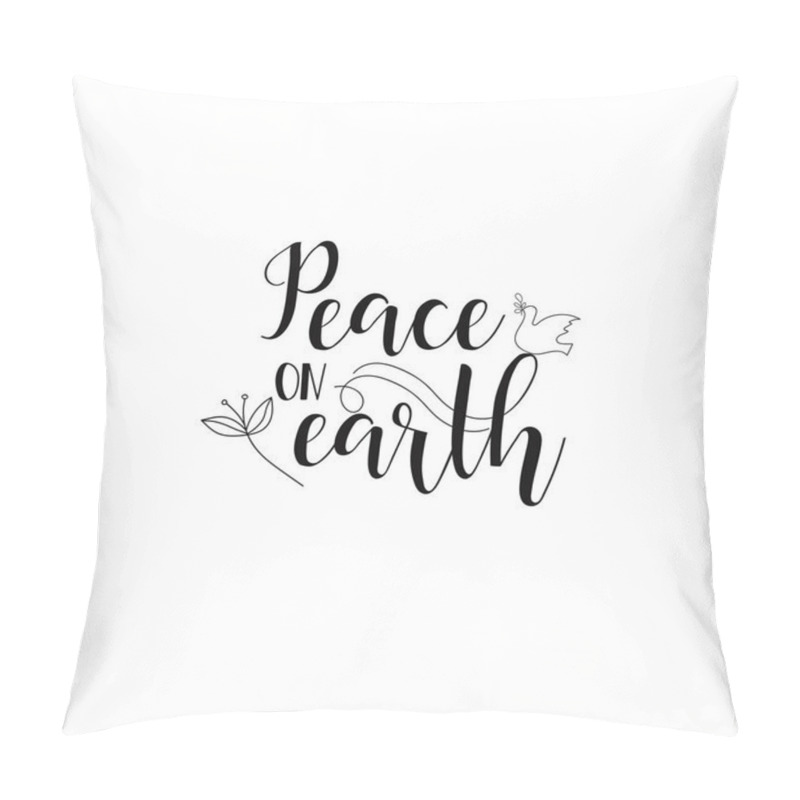 Personality  Peace On Earth. Hand Written Calligraphy Christmas  Words On A White Background. Modern Calligraphy Quote Isolated On White Background. Lettering Art For Poster,  Pillow Covers