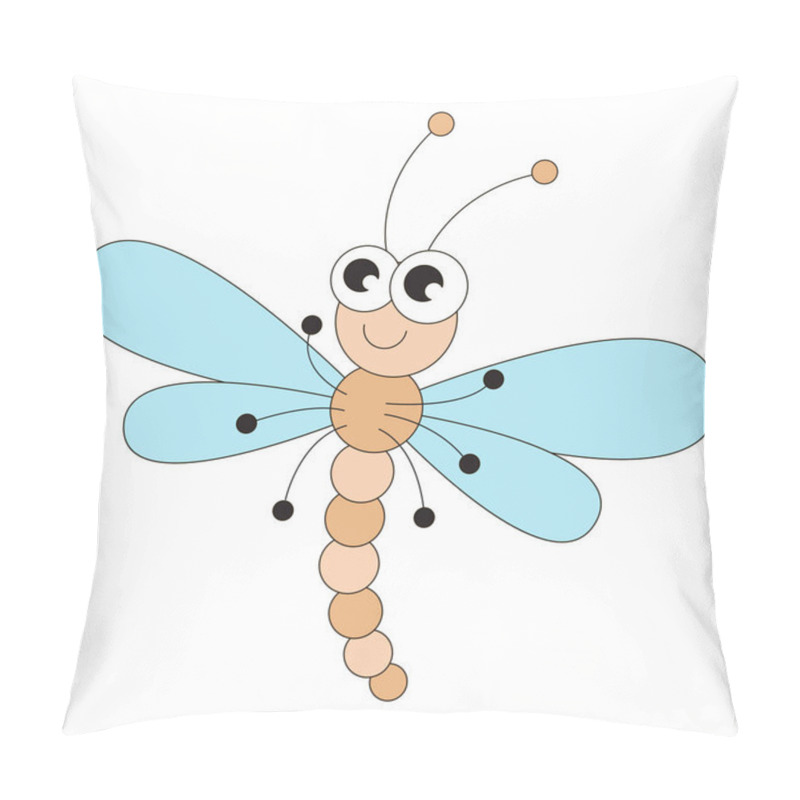 Personality  Funny Dragonfly Cartoon. Pillow Covers