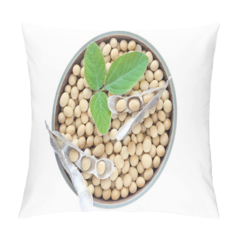 Personality  Top View Of Soybean Or Soya Bean In A Bowl Isolated On White Background Pillow Covers