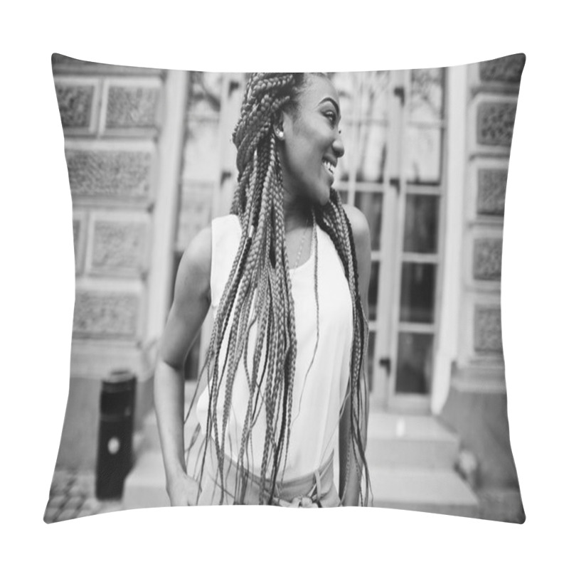 Personality  Fashionable African American Girl At Pink Pants And Red Dreads P Pillow Covers