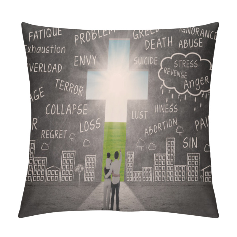 Personality  Family Walking Towards Cross Pillow Covers