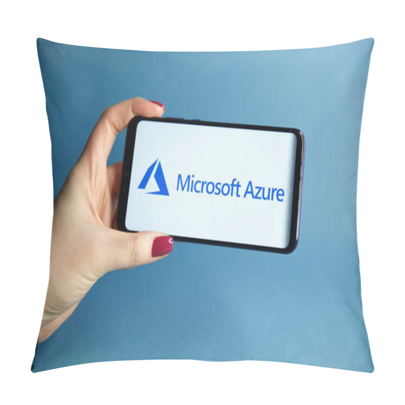 Personality  Tula, Russia - JANUARY 29, 2019: Microsoft Azure Logo Displayed On A Modern Smartphone Pillow Covers