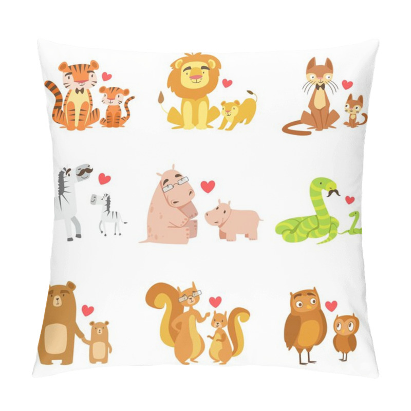 Personality  Small Animals And Their Dads Illustration Set Pillow Covers