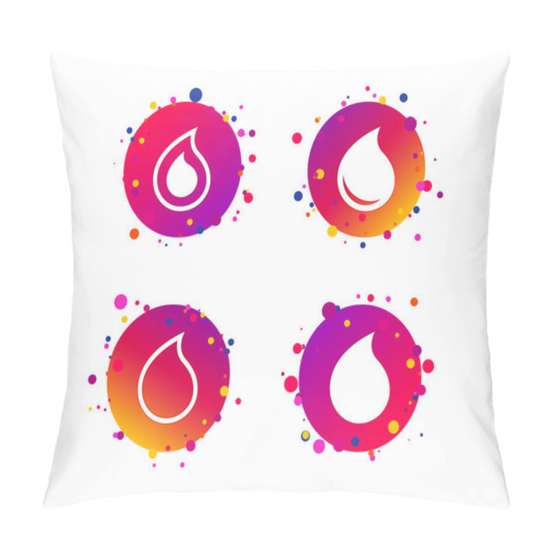 Personality  Water Drop Icons. Tear Or Oil Drop Symbols. Gradient Circle Buttons With Icons. Random Dots Design. Water Drop Or Oil Vector. Pillow Covers