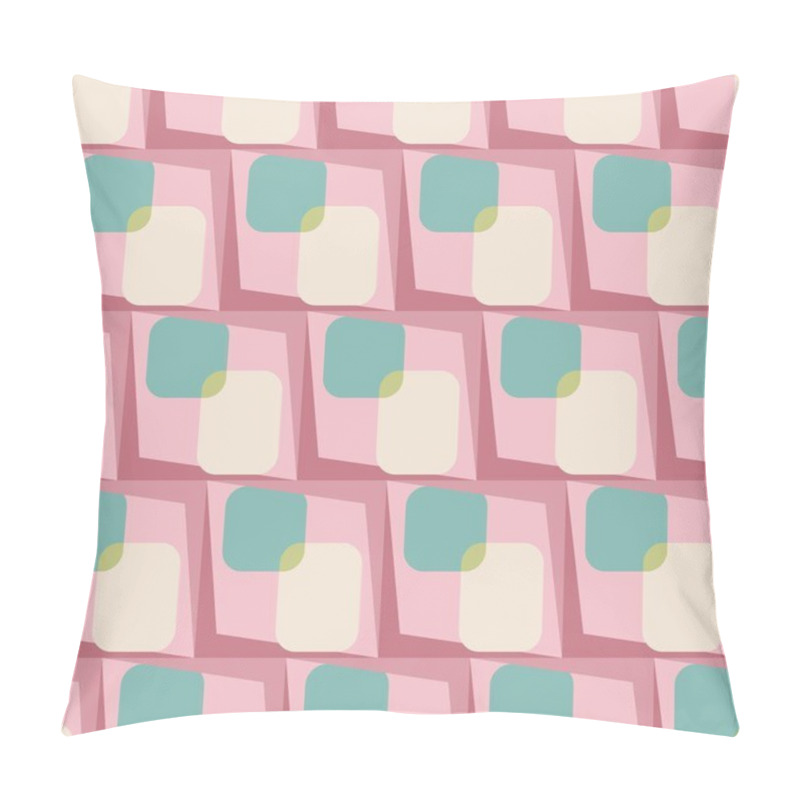 Personality  Geometric Shapes Vector Repeat Pattern In Pink And Blue Pillow Covers