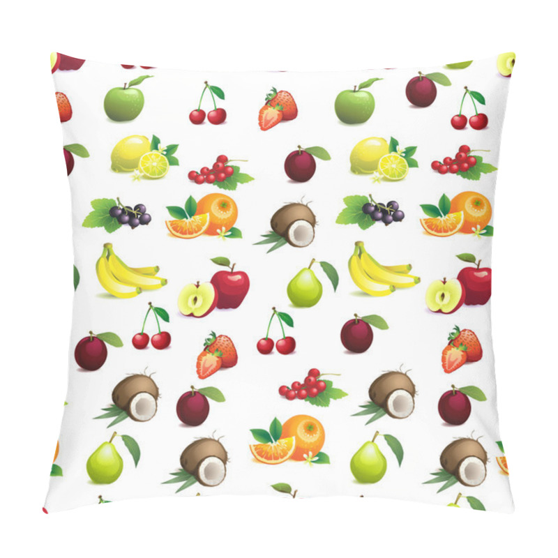 Personality  Seamless Pattern Of Different Fruits With Leaves And Flowers Pillow Covers